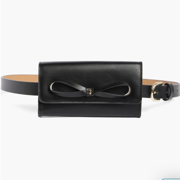 New Kate Spade New York Bow Leather Belt Bag in Black - Picture 1 of 8